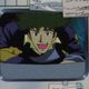 Spike Spiegel excitedly speaking into a video feed being projected on someone's display far away.